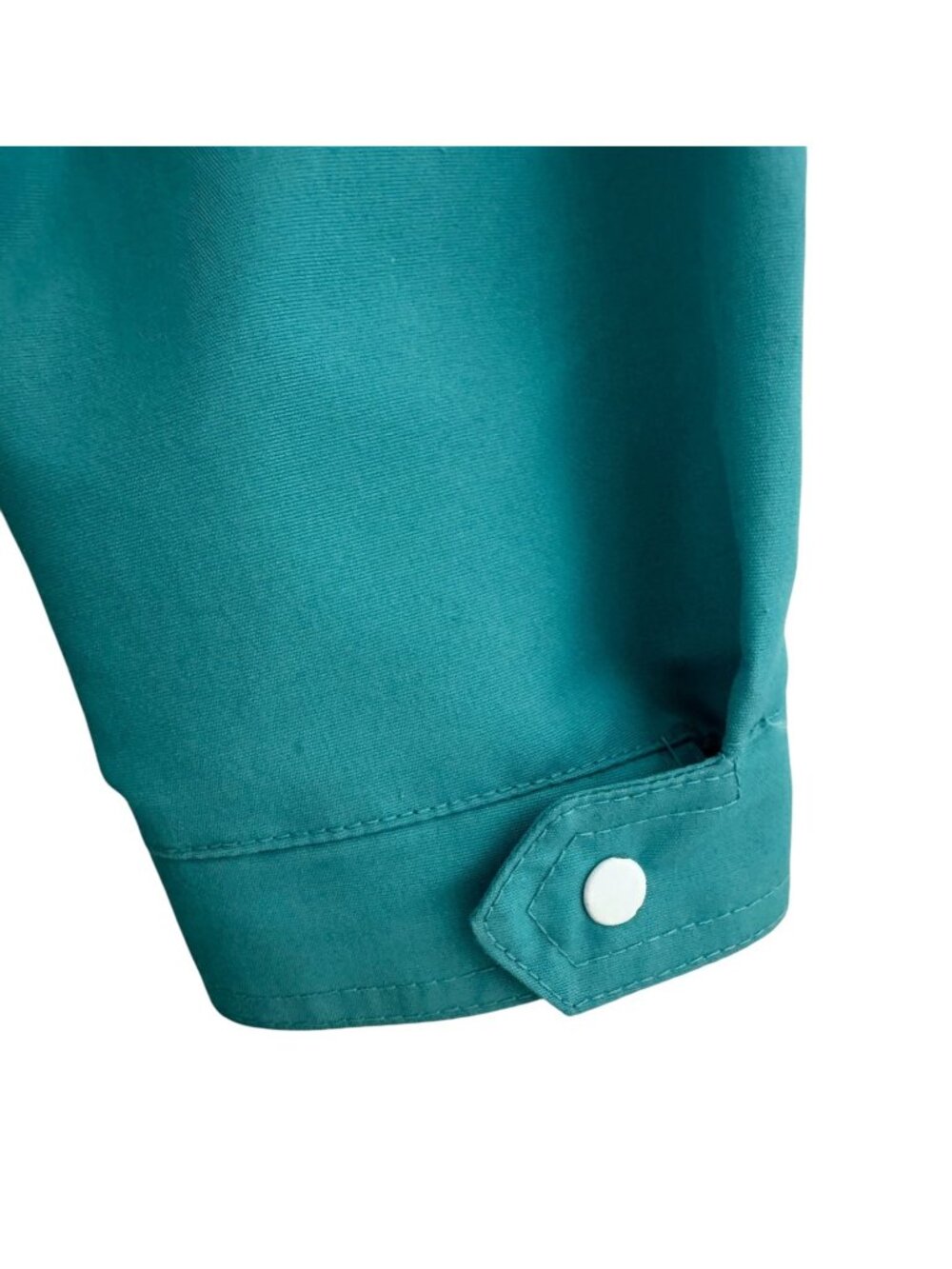 London Fog Vintage 70's Teal Jacket Zip Pockets Detachable Hood Tie Size 13/14 L - Picture 4 of 10